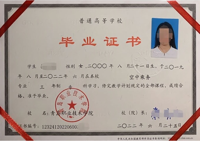 聊城青岛职业技术学院毕业证样本图片